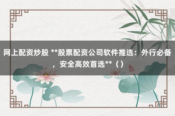 网上配资炒股 **股票配资公司软件推选：外行必备，安全高效首选**（）