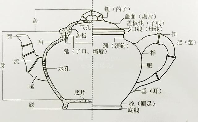 常见紫砂壶器型各部份的专业名称